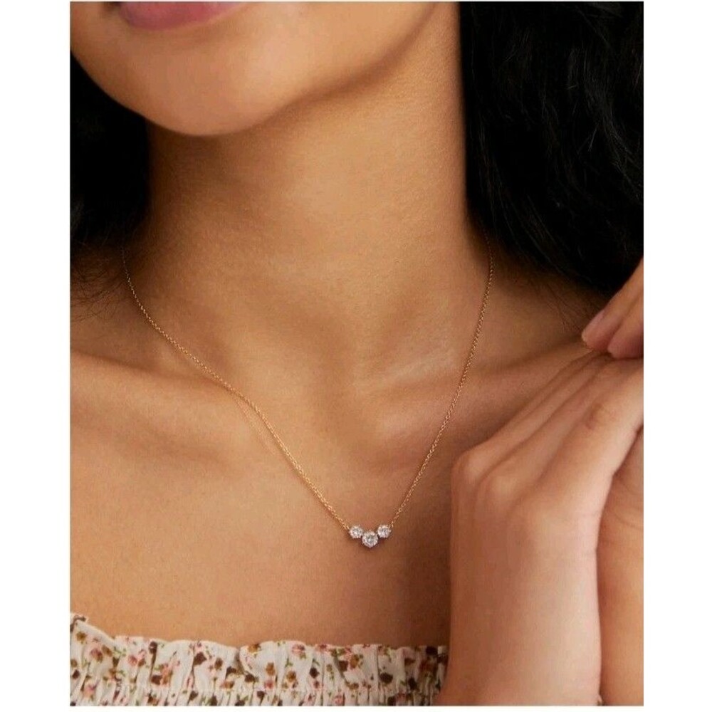 Eliot Danori Cubic Zirconia Mini Frontal Necklace Gold Tone 15"